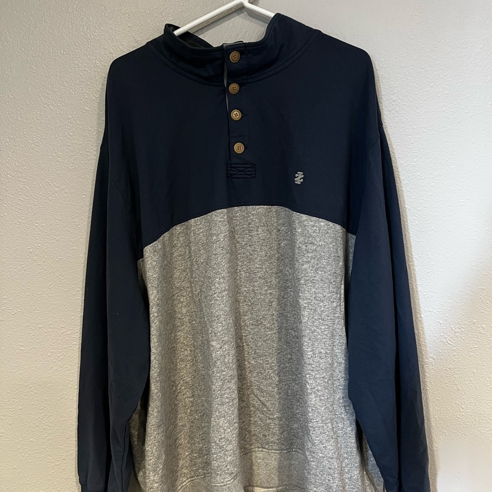 IZOD Men’s 3XL Navy and Gray Button-Up Sweatshirt